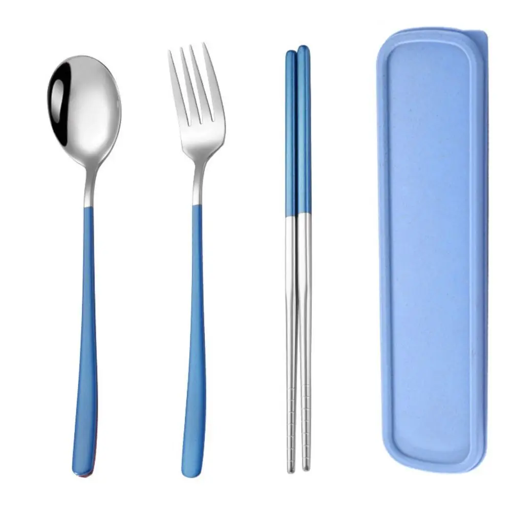 Set di posate in acciaio inossidabile 304 con custodia in stile coreano Set di stoviglie portatili servizi di stoviglie da cucina per la scuola di casa