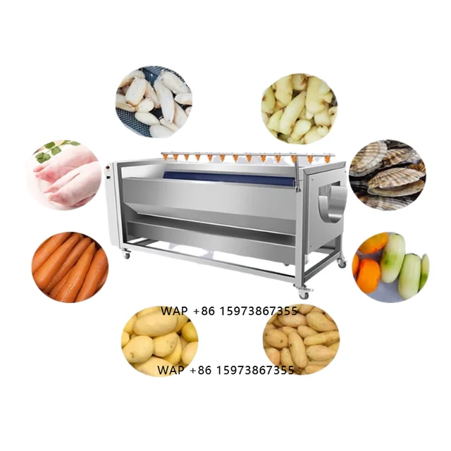 Roller Brushing Fruit & Vegetable Peeling Efficient Processing Equipment Cassava Ginger Potato Washing and Peeling Machine