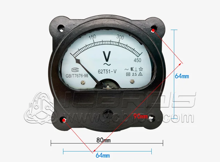 62T51 Pointer Voltmeter 250V 300V 450V 500V image 2