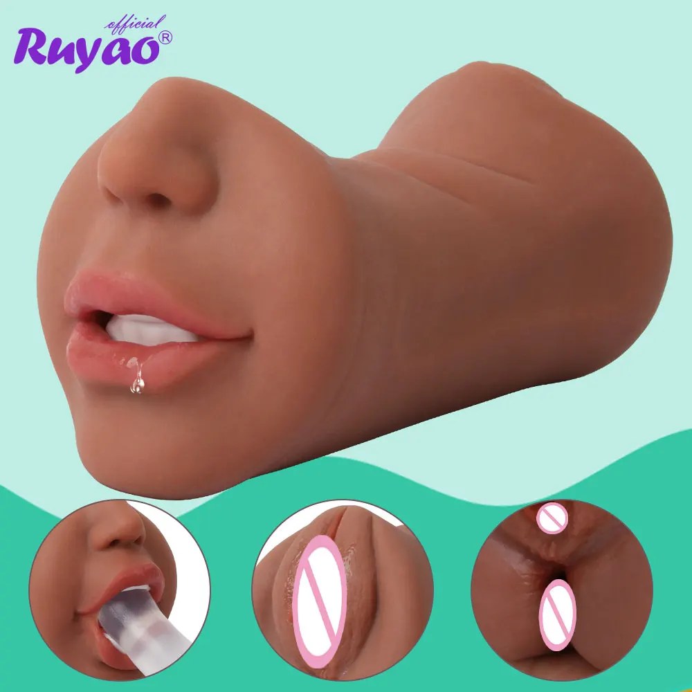 Male Sex Toys 3 In 1 Masturbators Vagina For Men Realistic Vaginal Real Girl Mouth Blowjob Pocket Pussy Adult Goods Masturbation