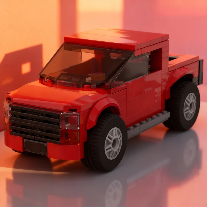 

170 деталей MOC: Красный пикап, модель городской транспортной системы, конструктор, развивающая игрушка, подарок на Рождество, креативный набор для сборки своими руками