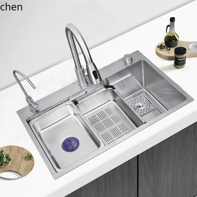 SUS304 Stainless Steel Kitchen Sink Household Undermount Vegetable Washing Dishwashing Basin