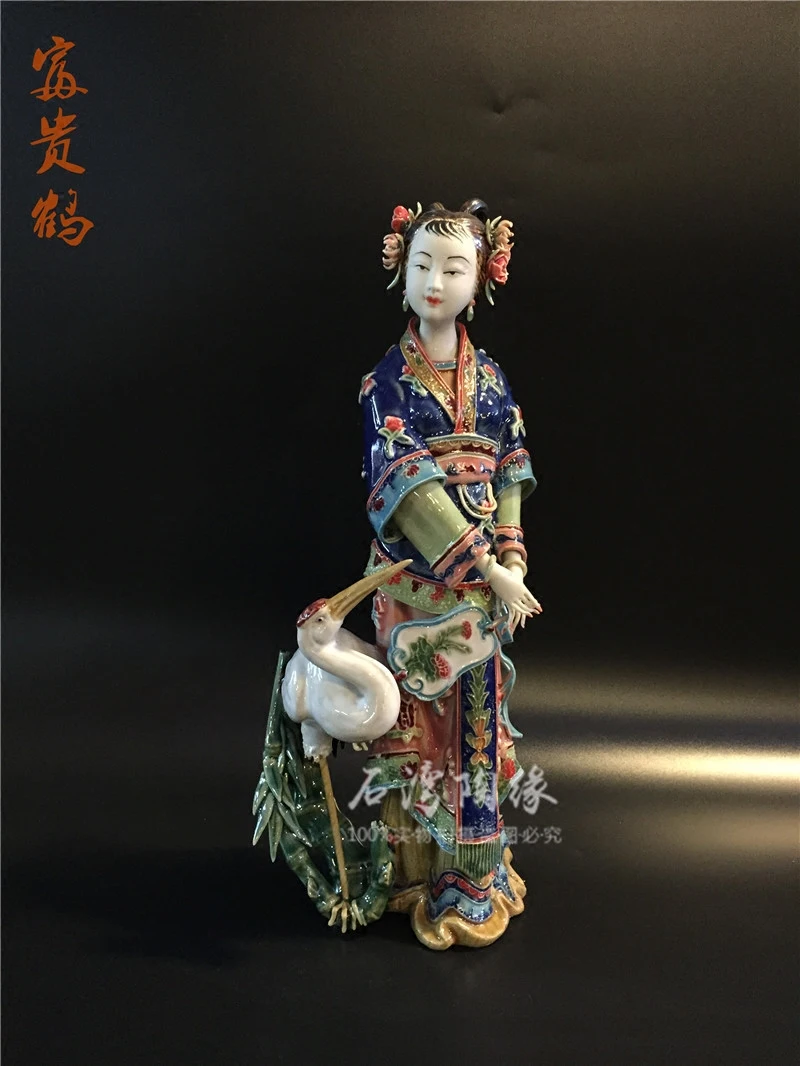 Shiwan ceramic lady creative ornaments ceramic ornaments tv cabinet study room ornaments classical chinese style beauty ornament