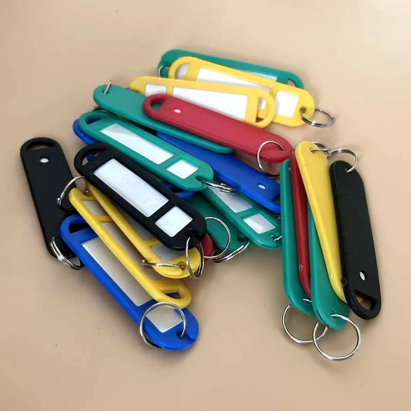 36pcs Multicolor DIY Name Ring Plastic Keychain ID Label Tags Key Chain Number Classification Accessories Luggage Tags Label