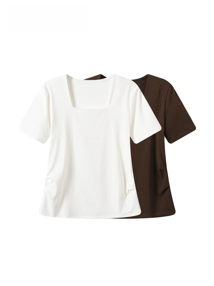 

Cara CLUB plus Size Short Sleeve T-Shirt Women's Casual Fashion Neckline Korean Style Polyester Fiber Spring Summer Top
