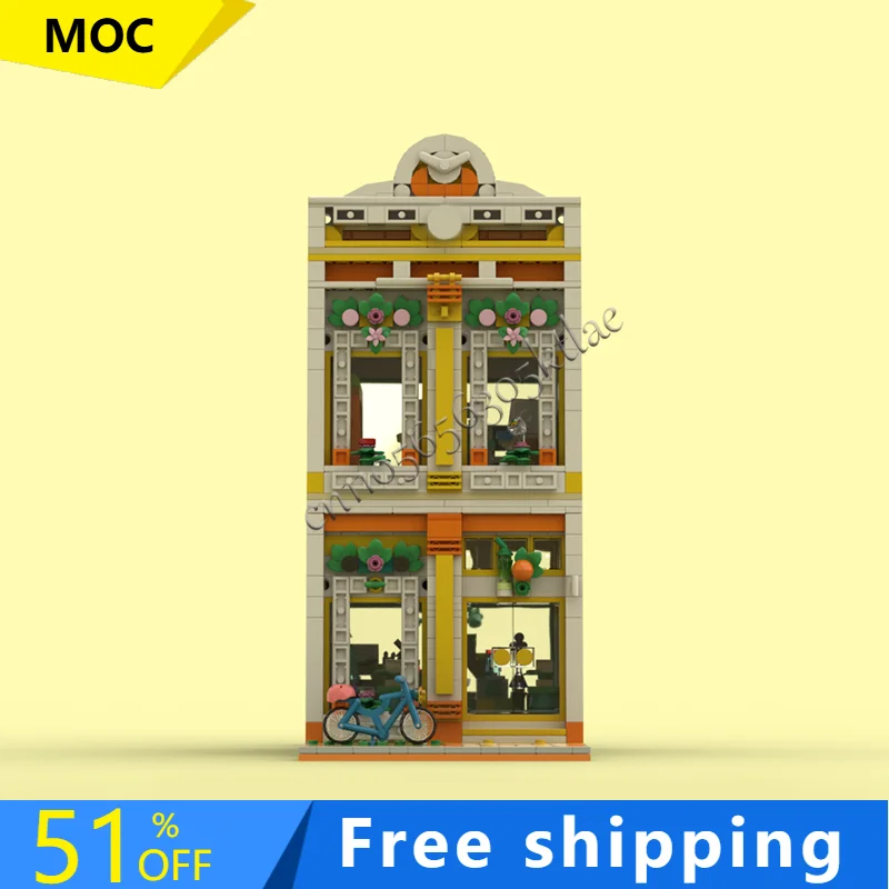 

890 PCS Hot Sale Community Center DIY Modular Building Block Retro Architecture Model Display Toys Kids Assembly Birthday Gifts