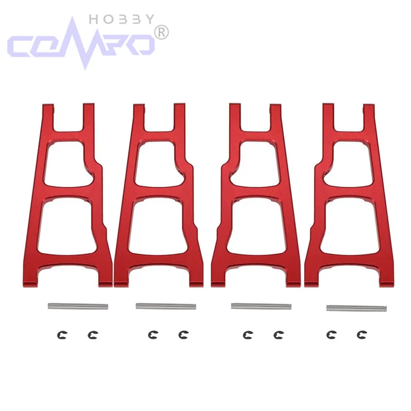 Brazos de suspensión inferiores delanteros y traseros de aleación, 4 Uds., para coche modelo RC 1/10 Traxxas Slash 4x4 Rustler Stampede XO-1, piezas de mejora