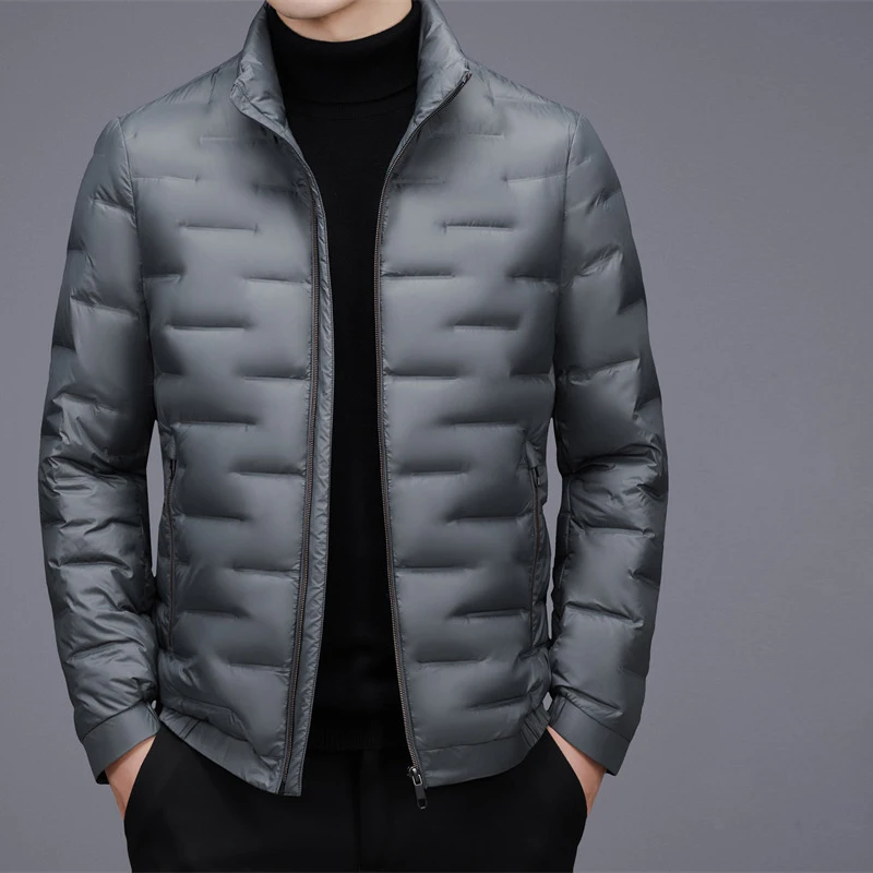 men's light down jacket Autumn and winter new styles High-end short stand collar men's white duck down jacket