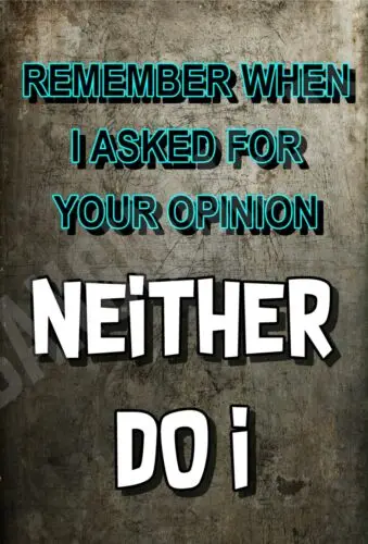 Забавный Алюминиевый металлический знак 8x12 дюймов, когда я спрашивал ваше мнение