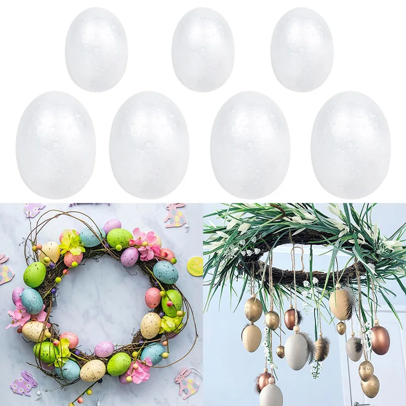 20PCS 3.5-9cm White Foam Egg for Home Easter Party Decoration DIY Craft Eggs Holiday Decor Making Handmade Painting Kids Favors