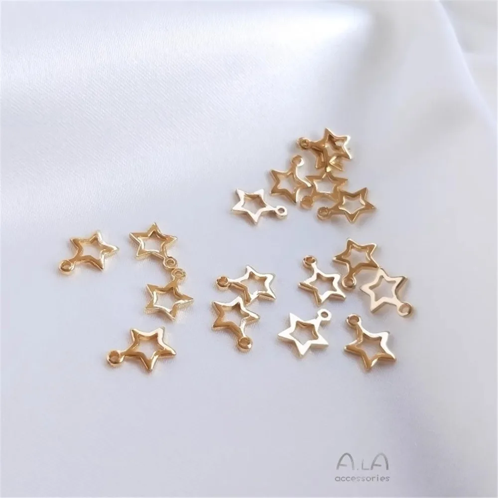 

14K Gold Accessories Color-protecting Hollow Five-pointed Star Small Pendant 6mm Small Star Diy Jewelry Mini Pendant Material