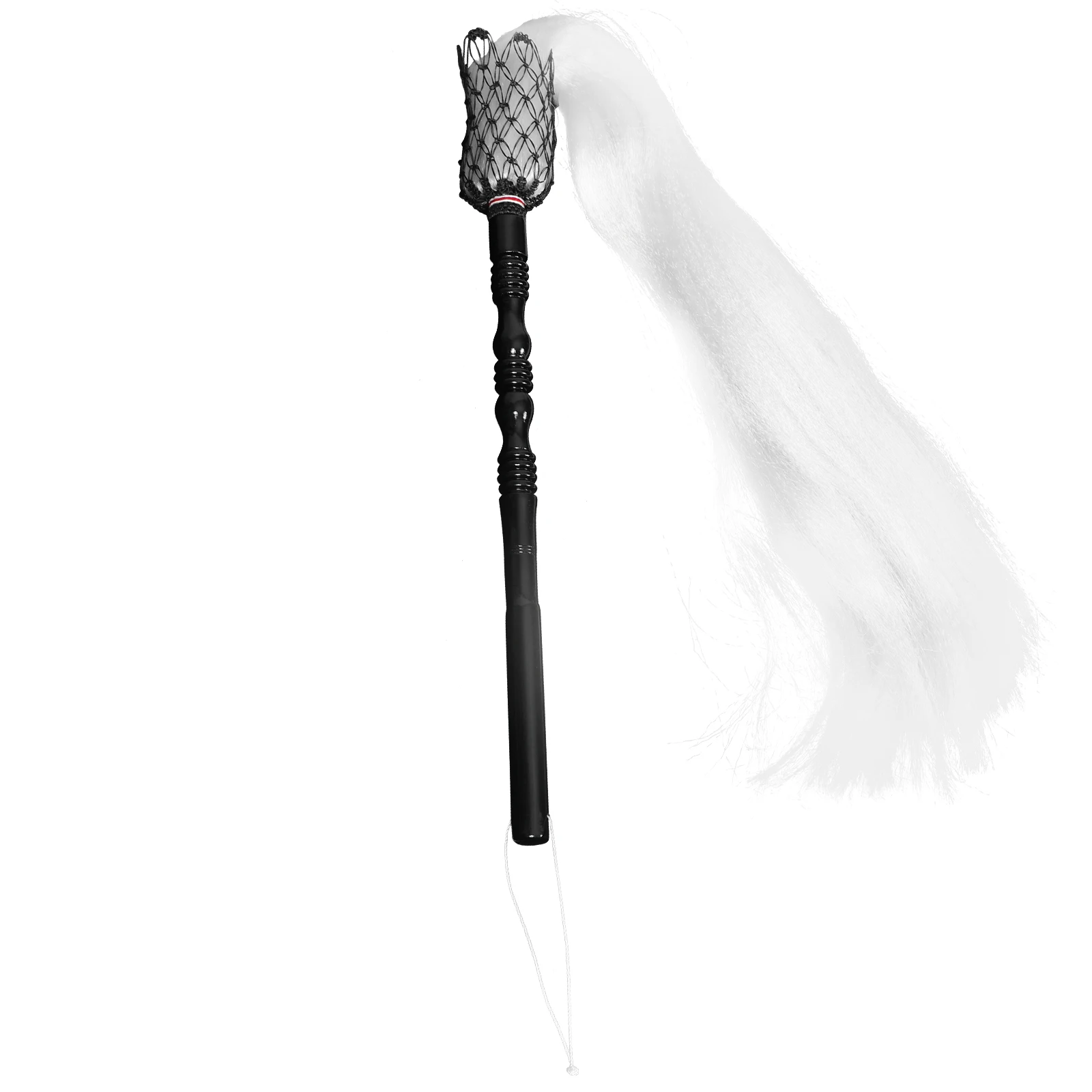 

Buddha Dust Handheld Horsetail Whisk Portable Craft Decors Solid Wood Black Handle Lifelike Decorative Martial Taoism