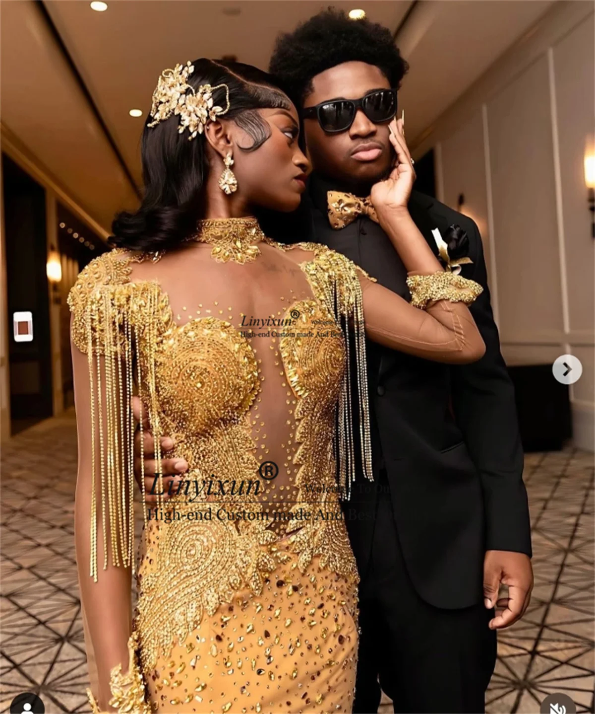 Aso ebi mangas compridas vestido de baile 2025 lantejoulas miçangas sereia vestidos de noite apliques de luxo longo festa africana robes de soirée