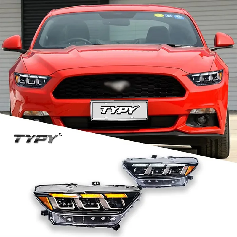 

TYPY Car For Ford Mustang Headlights Upgrade Modified to New DRL Dynamic Turn Signal LED Headlight Auto Accessories 2015-2017