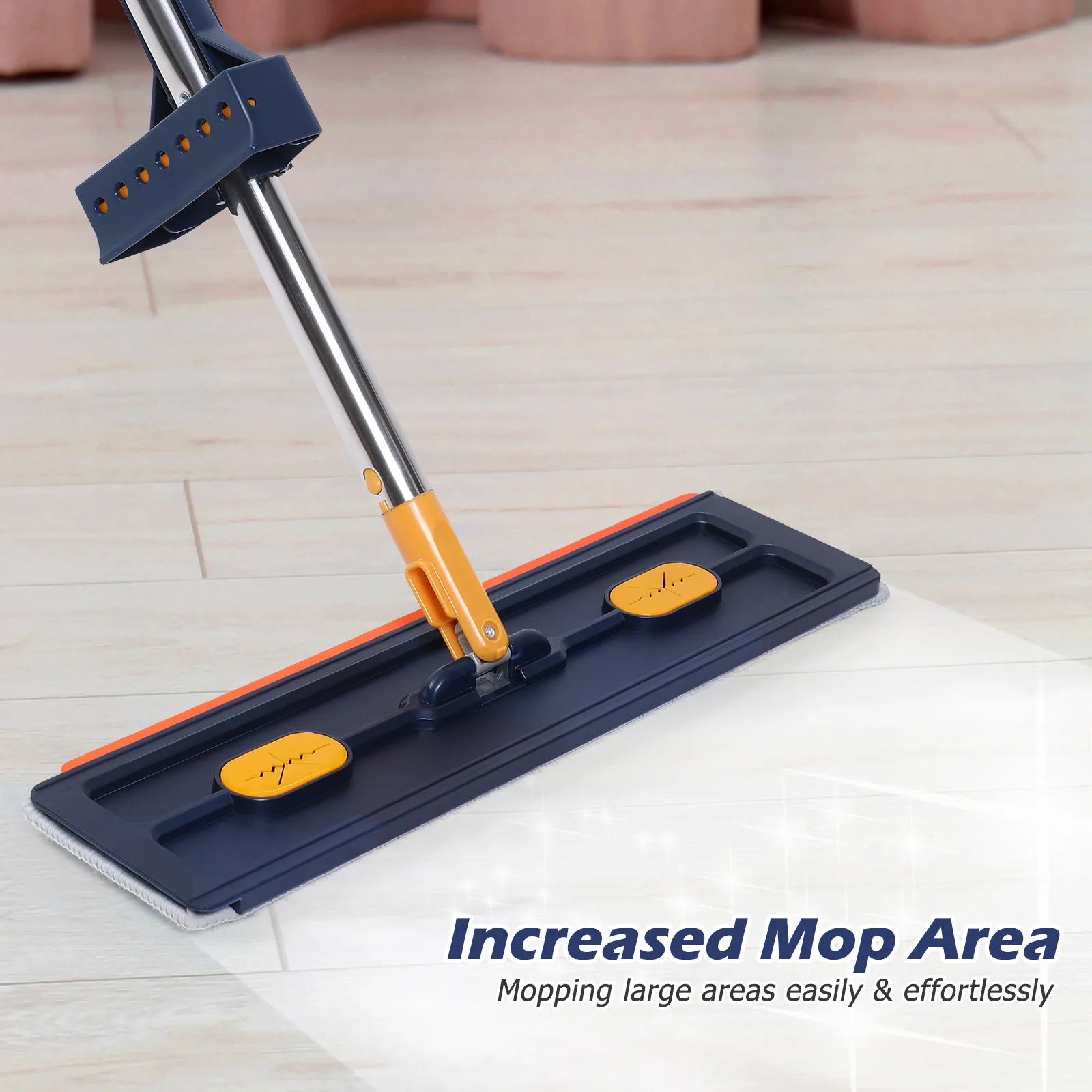Flat Mop for Home Use Large Surface Area 369 Degree Swivel Squeeze Water Removal Comfort Grip Handle Cleaning Supplies
