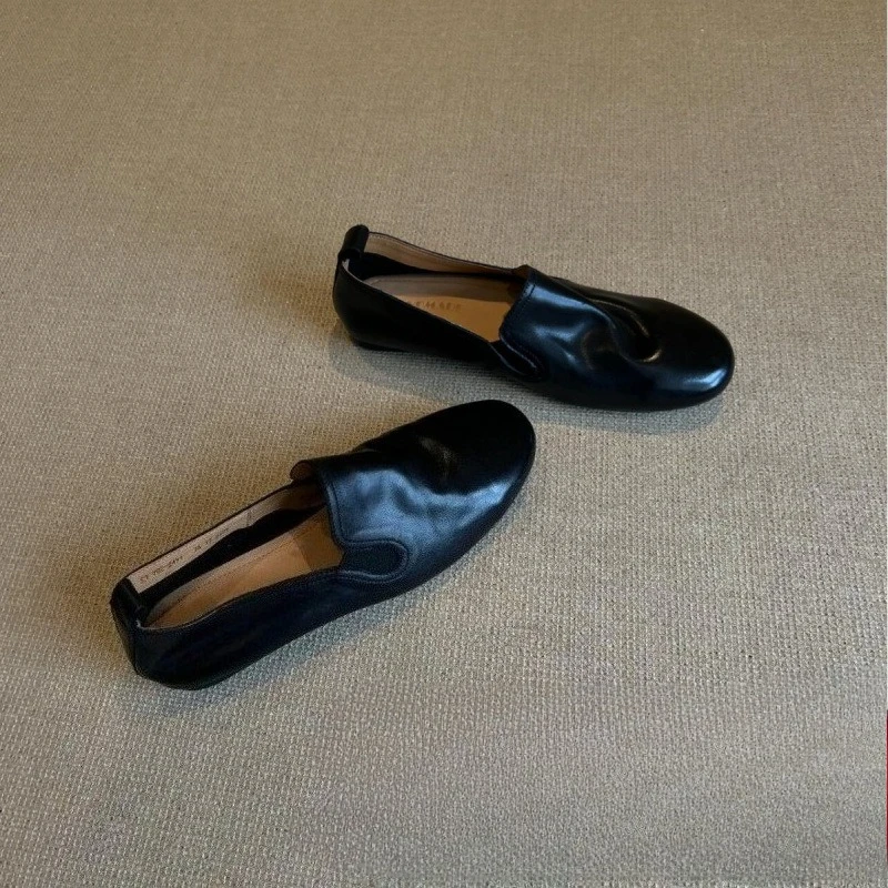 

Genuine Leather Slip-On Women Flats 2025 Spring Autumn British Retro Style Soft Sole Oxford Shoes Casual Comfortable Design