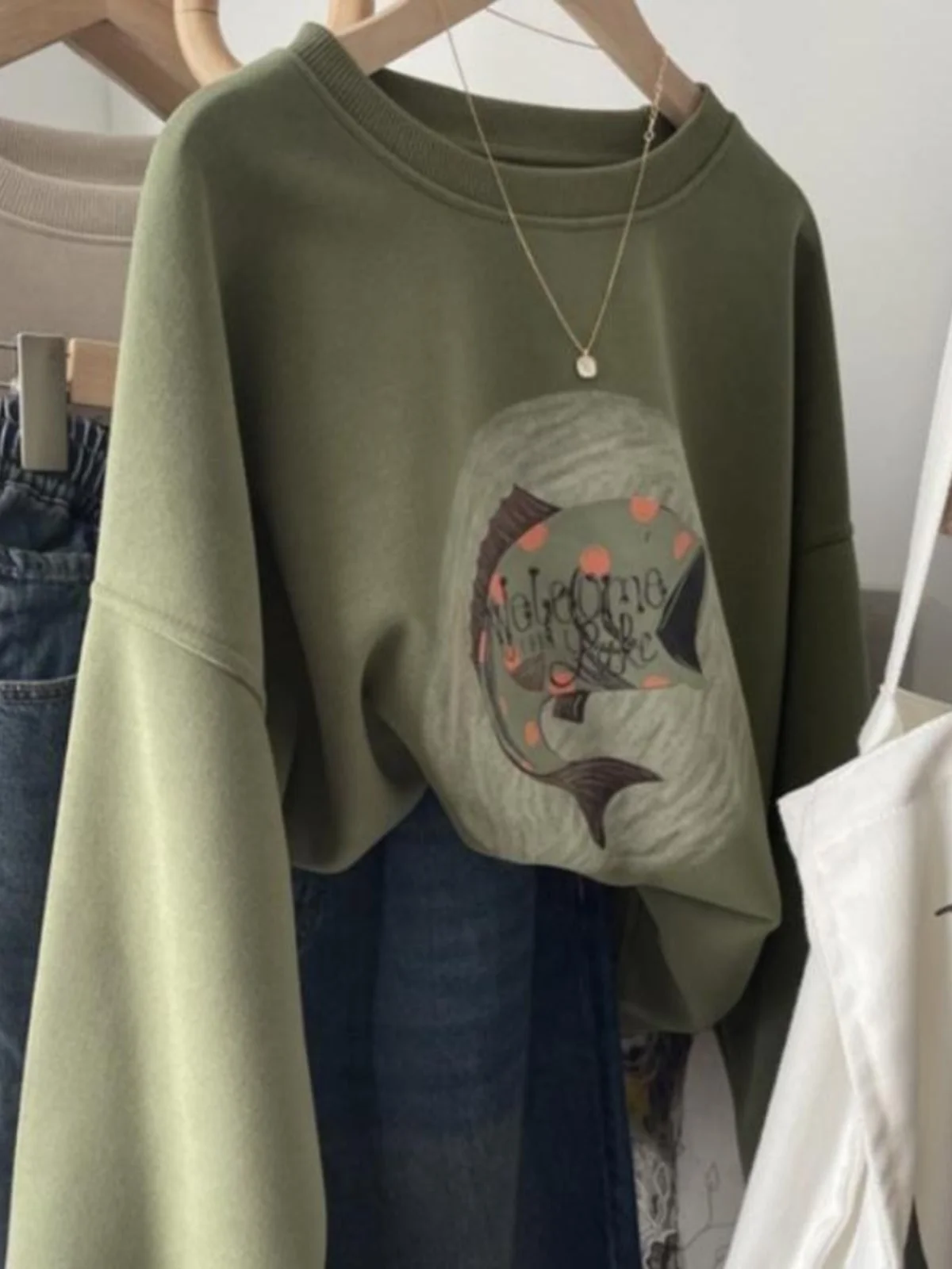 plus Size Women's Sweatirt Fun Fi Illustration Casual Loose Fit Comfortable Korean Sle round Ne Print Hoodie for Autumn