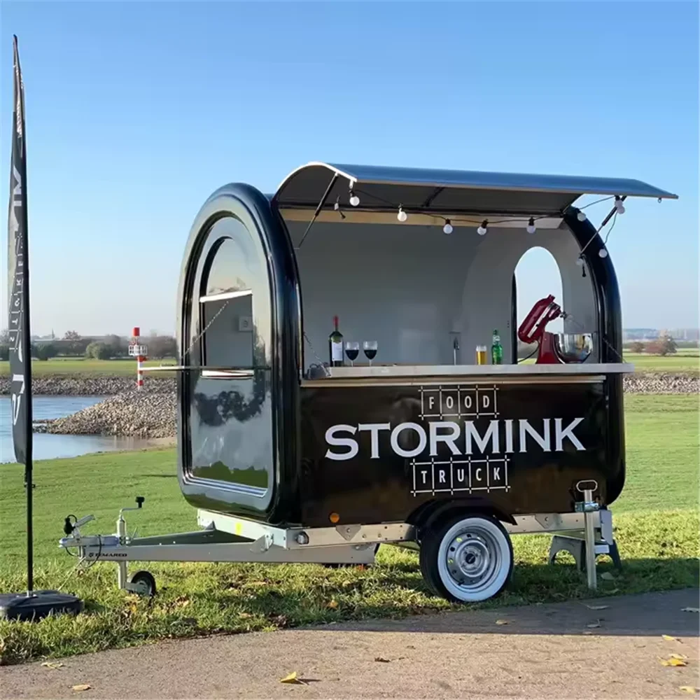 OEM Mobile Food Trailers Fully Equipped Ice Maker Coffee Kiosk Crepe Food Truck Trailer Catering Pizza Ice Cream Vending Cart