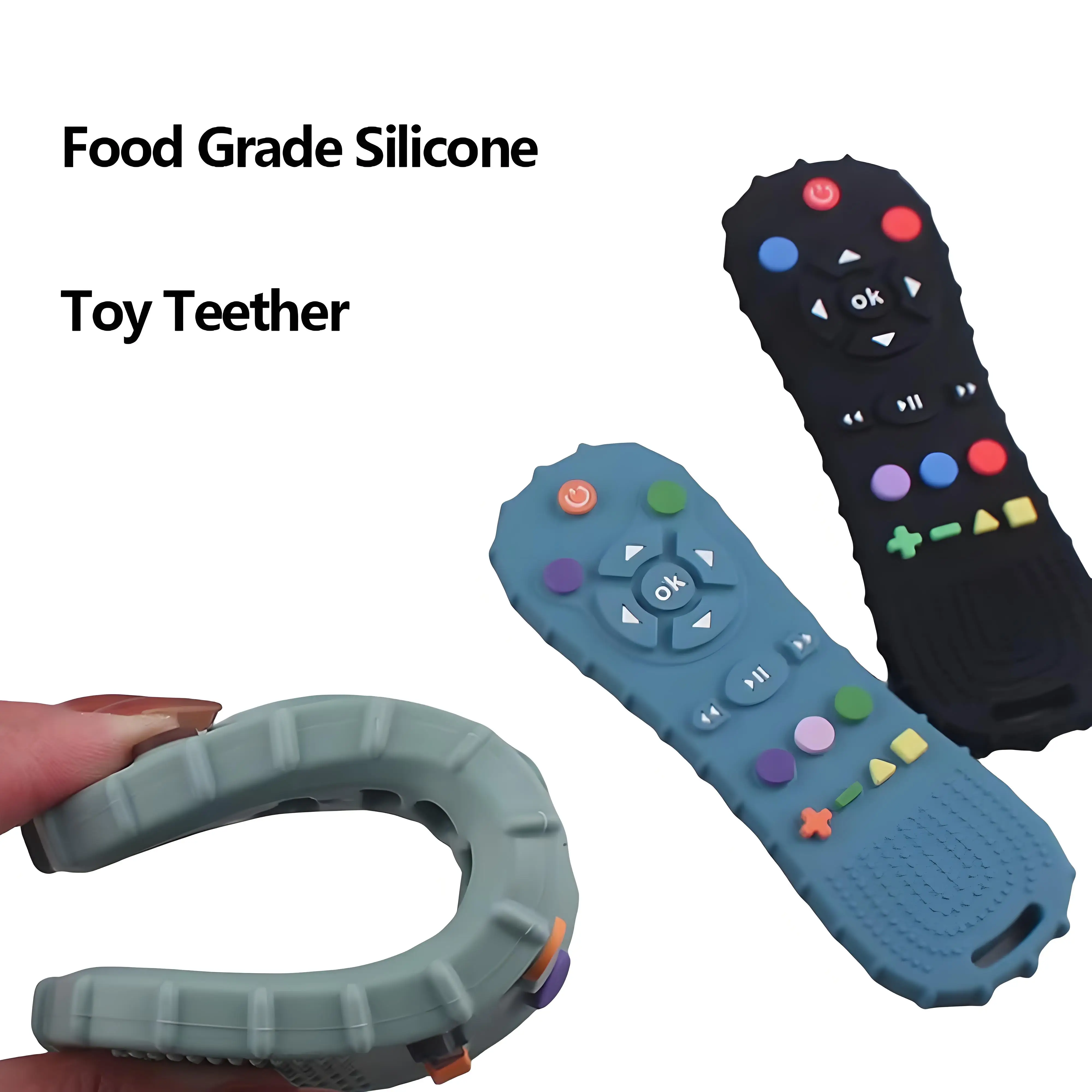 1/2/3 قطعة ألعاب من السيليكون على شكل جهاز تحكم عن بعد مناسبة للأولاد والبنات من عمر 6 إلى 36 شهرًا هدية تسنين للأطفال فقط