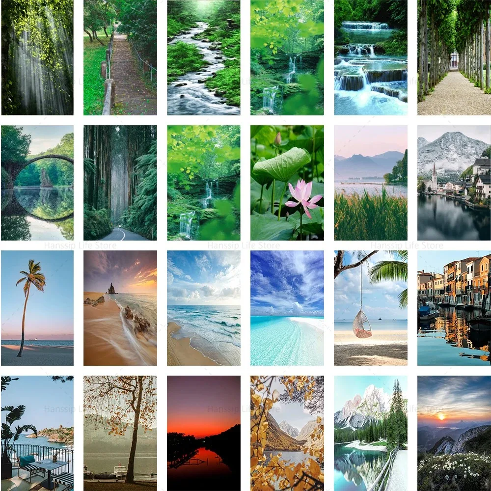 

Sea Scenery Door Sticker Nature Green Plant Poster PVC Waterproof Matte Film Material Home Decoration Apartment Elevator Door