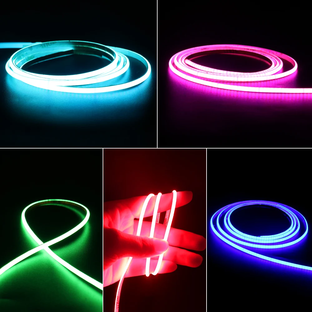 5V 12V 24V Colorful COB LED Strip lights Ultra Thin 3mm Dimmable Tape White/Pink/Red/Green/Ice Blue for room decor car light bar