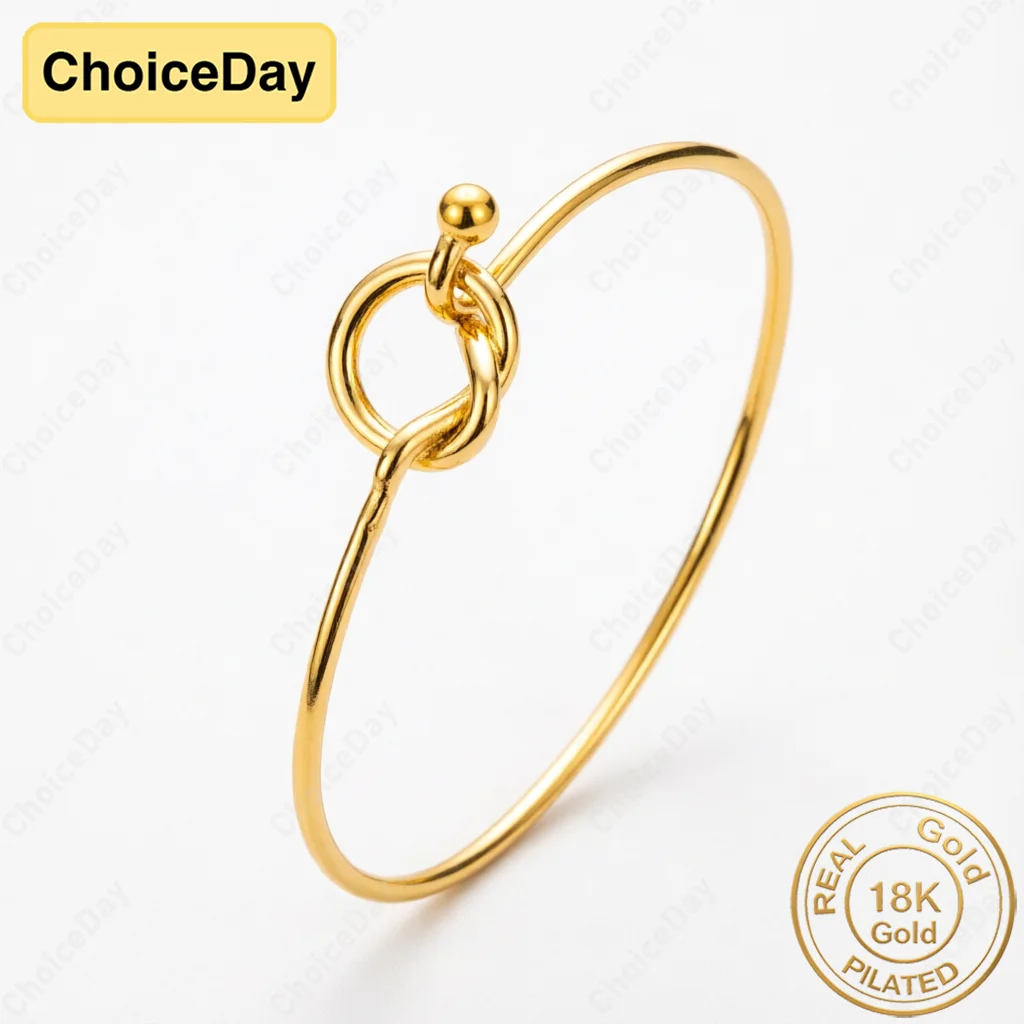 18K Gold Plated Simple Knot Delicate Bangle for Women - Stylish Party Gift, Elegant Wedding Jewelry