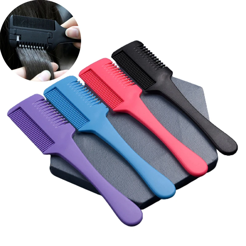 

1pc Hairdressing Comb Haircut Brush Carbon Handle Hair Brushes with Razor Blade Hair Thinning Trimmer Salon Barber Styling Tools