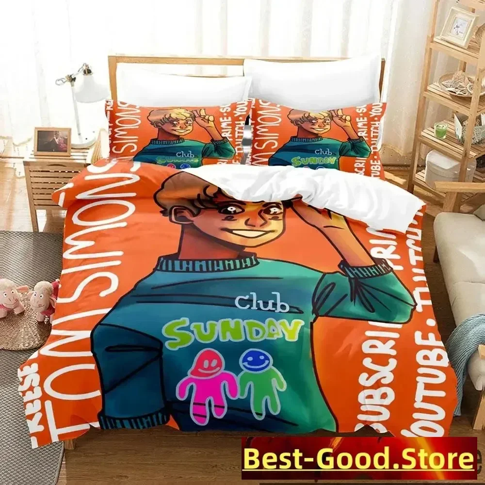 3D Print Tommyinnit Sunday Club Bedding Set Duvet Cover Bed Set Quilt Cover Pillowcase Comforter king Queen Size Boys Adult