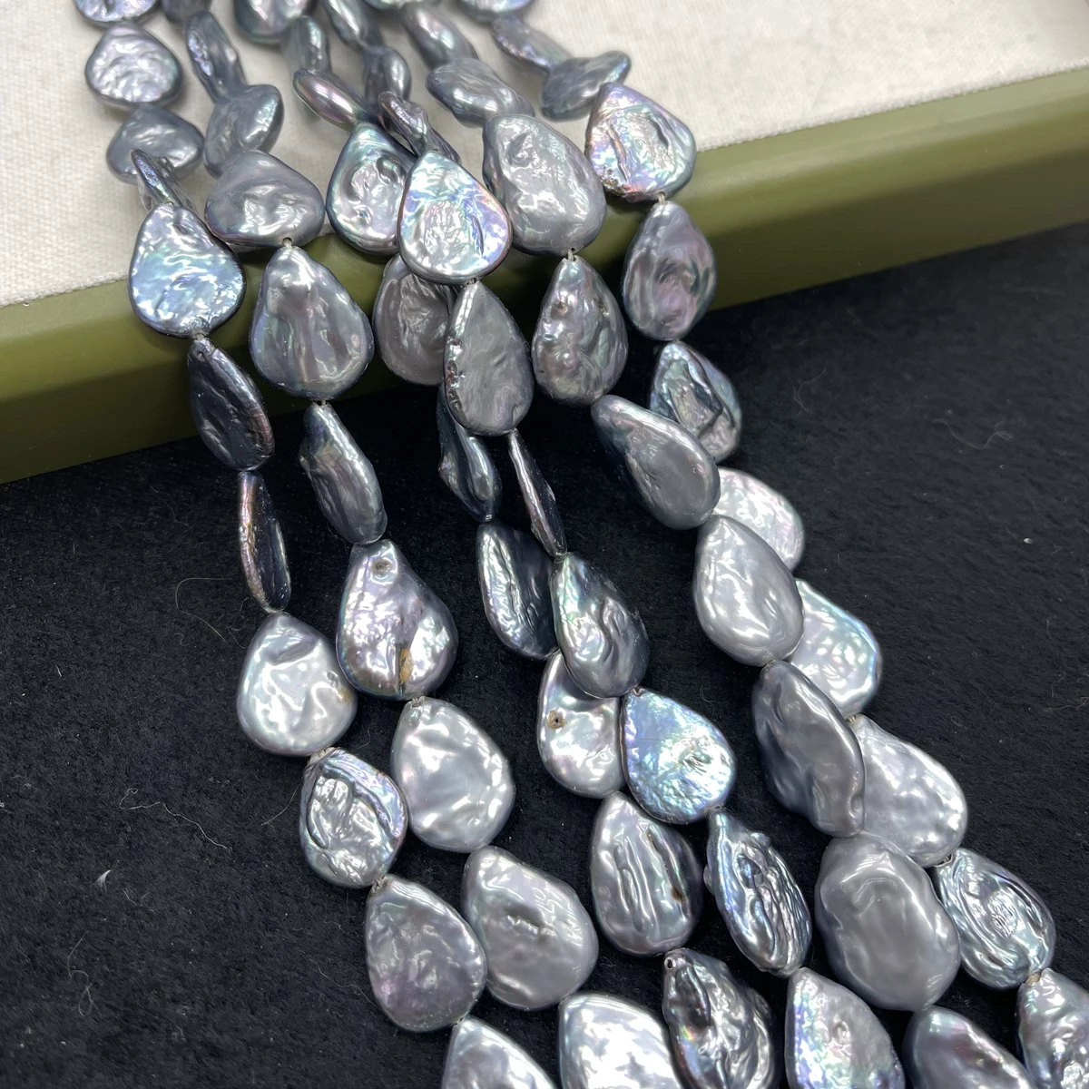 14x18mm Black Teardrop-shaped Baroque Natural Freshwater Pearl Semi-finished Beads for Jewelry Making DIY Necklace Accessories