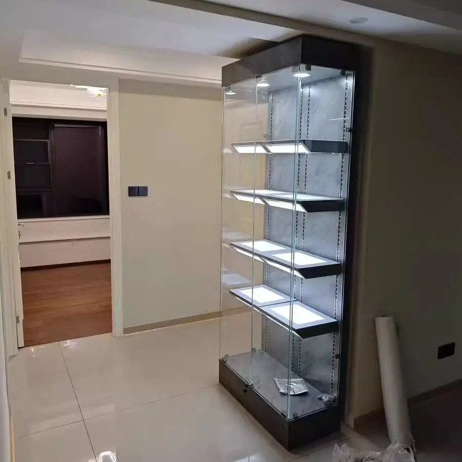 

display cabinet, gift, anime model, trophy showcase, with light, product window, Lego sculpture cabinet, super white glas