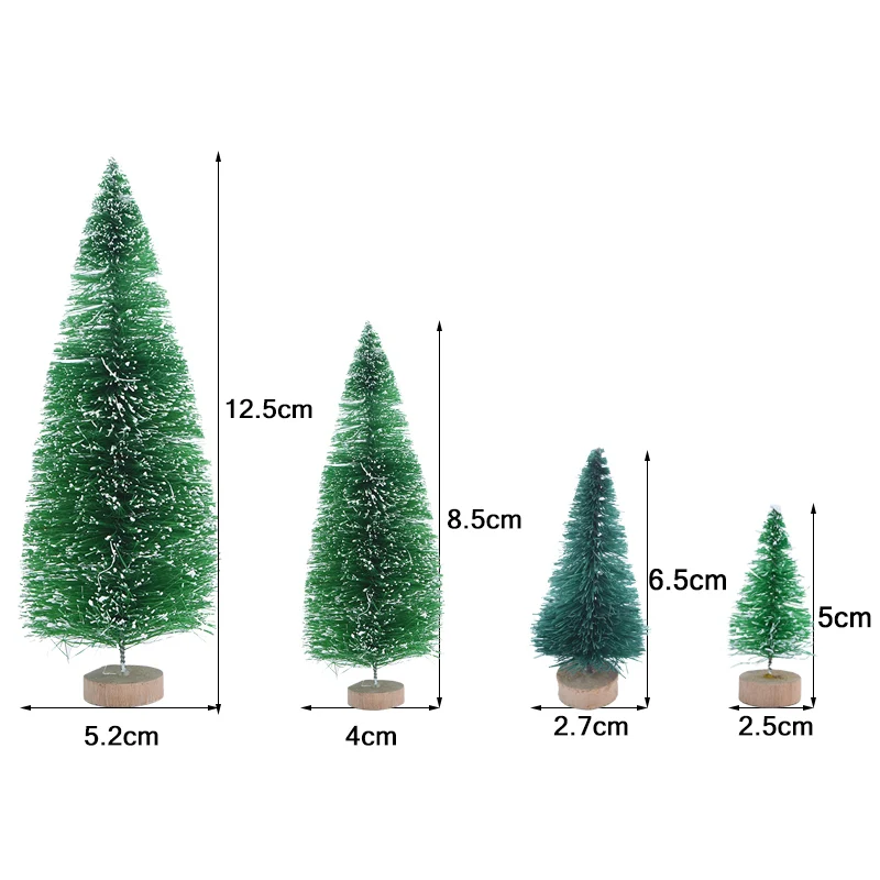 5 uds 5cm-12.5cm Mini árbol de Navidad oro verde pequeño pino Sisal colocado en el escritorio adornos de fiesta de Navidad de Año Nuevo Navidad