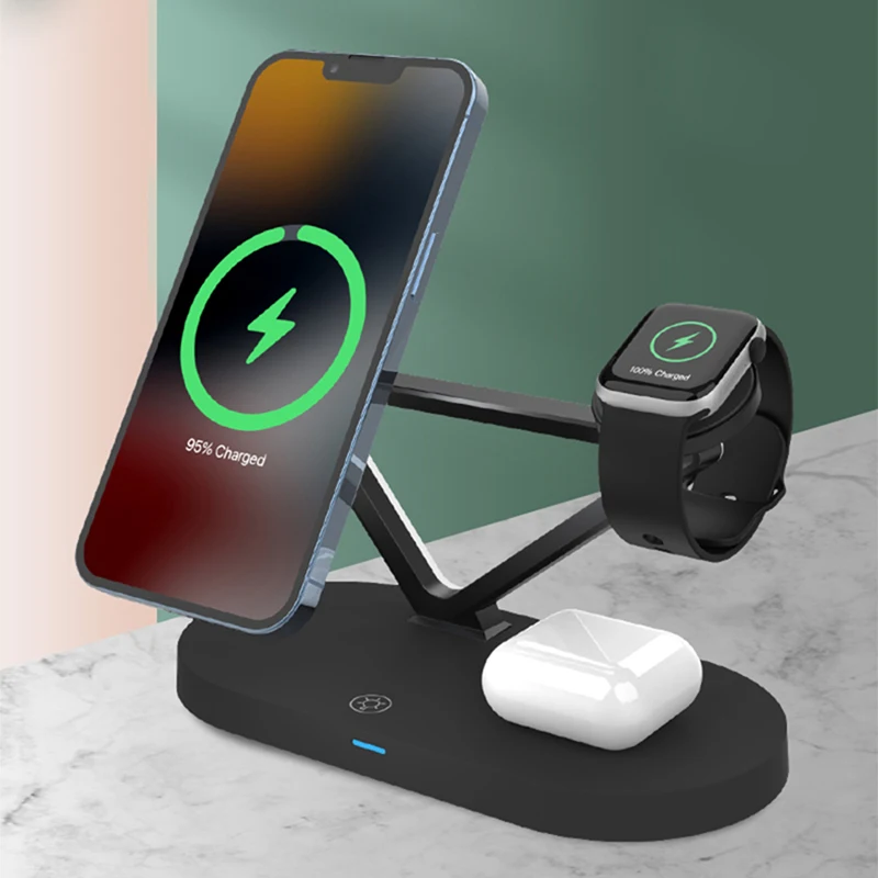 

3 in 1 Wireless Charger Magnetic Holder for Magsafe iPhone 12 13 14 Pro Max Induction Charging Station for Apple Watch Airpods