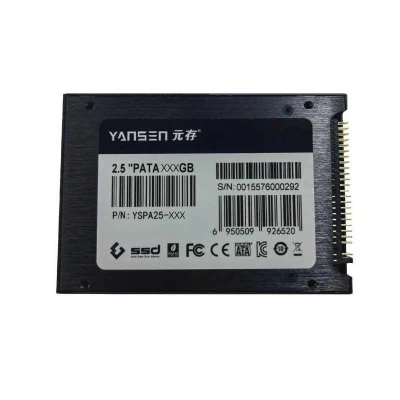 Unidad de Estado Sólido (SSD) KINGSPEC YANSEN de 2.5 Pulgadas, IDE, Puerto Paralelo, 128G/256G, PATA de 44 Pines, para Computadoras Industriales