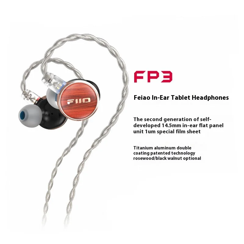 FiiO FP3 HiFi 14.5 مللي متر مستو الحجاب الحاجز سائق في الأذن سماعة الخشب غطاء 0.78 مللي متر كابل ل Audiophile Musician Type-C / 3.5 مللي متر