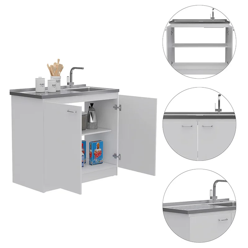 Brookeline Rectangle 2-Door Utility Sink and Cabinet White