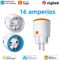Enchufe de alimentación inteligente Tuya Zigbee, toma de corriente europea de 16A, interruptor de temporizador de monitoreo de energía, Control remoto, funciona con Alexa y Google Home
