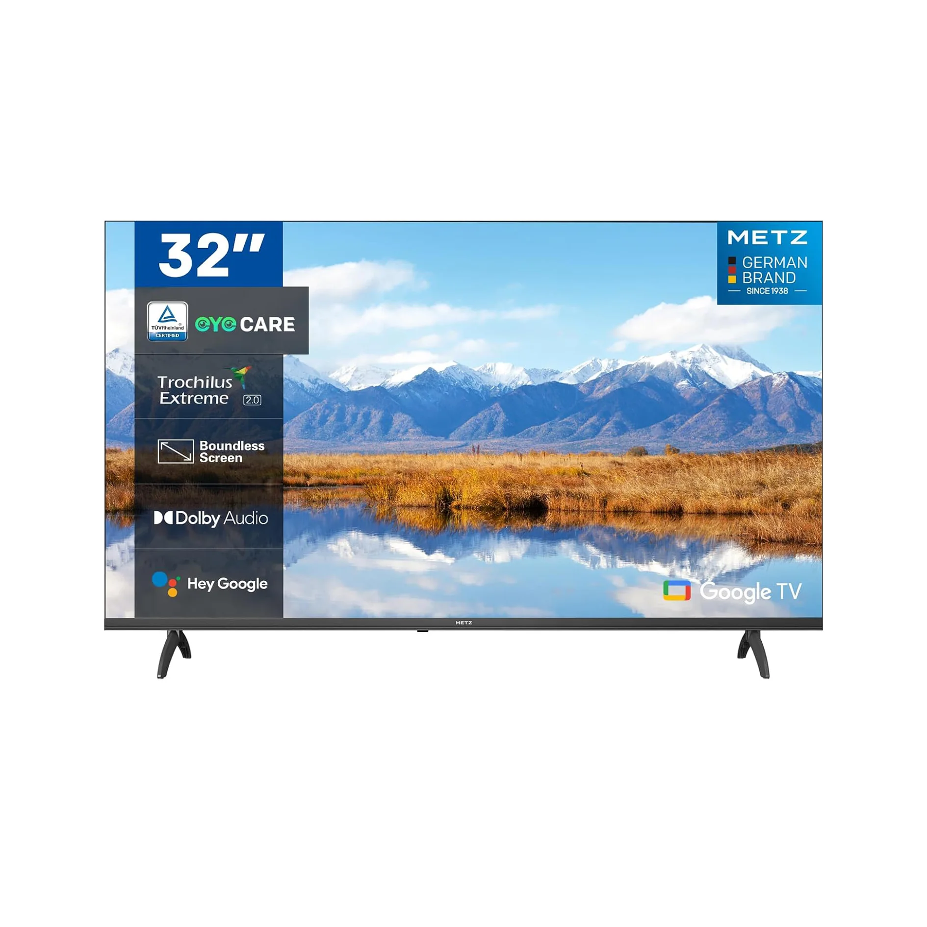 METZ 32MTE6000Y TV 32" HD Google TV | Eyecare 3.0, HDR10, Dolby Audio, Mando Bluetooth, Marco sin bordes, Negro