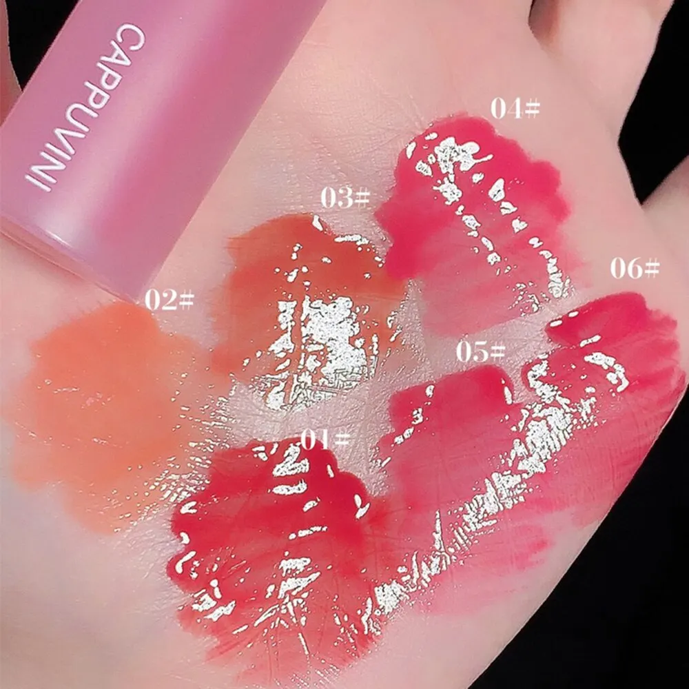 Cap puvini rosa Liebe Herz Design Lippen glasur Spiegel Wasser Licht Glas transparenten Lip gloss feuchtigkeit spendenden weiblichen niedlichen Lippenstift