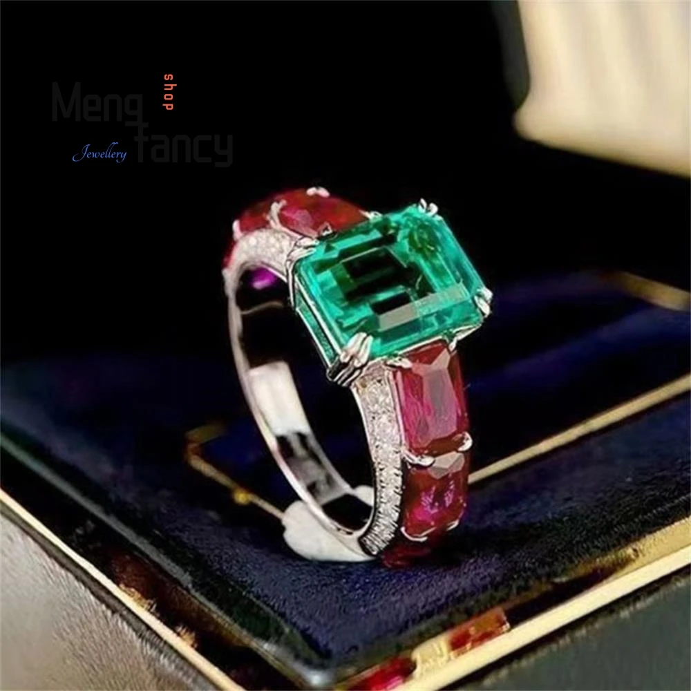 

Emerald Red Corundum Ring Set Delicate Fashion Comfortable Little Princess Simple Elegant High-grade Luxury Quality Fine Jewelry