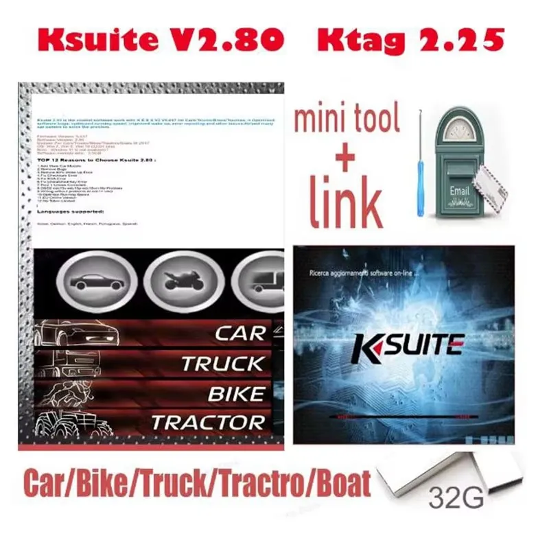 

ECU Chip Tuning Tool ksuite 2.80 ECU Programming Car Truck Bike Tractros Boat Fix RSA Error for KESS V2 V5.017 repair software