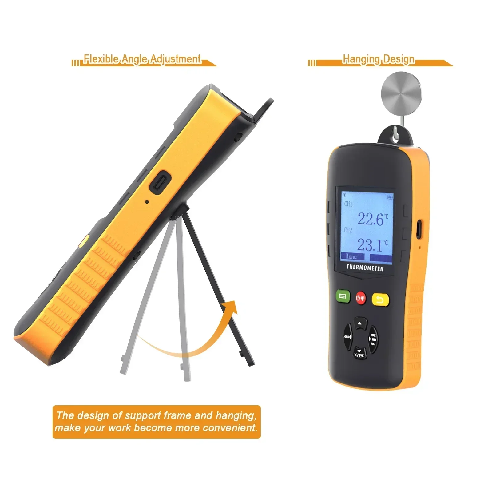 2026 مسجل بيانات الحرارية نطاق قياس واسع الحرارية نوع K التحقيق PT100 ميزان الحرارة #6