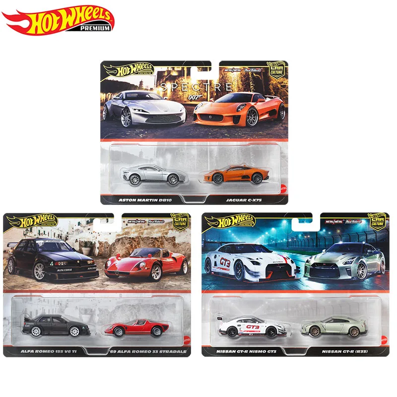 Mattel Hot Wheels Premium Car Culture HBL96 2-Pack Nissan GT-R Nismo GT3 Nissan GT-R R35 1/64 Scale Diecast Car Model Collection