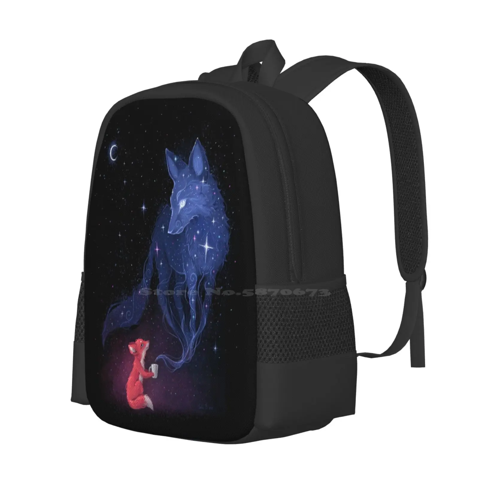 Mochila Celestial de moda para niños, bolsas de té, zorro, espacio, estrellas, Luna, noche, fantasía, Animal pequeño, guardería