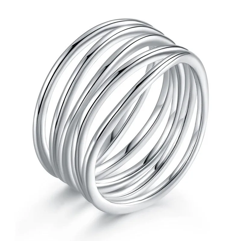 Women's 925 Sterling Silver Multi-layer Wedding Ring