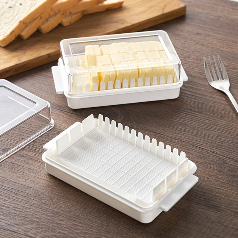 1Pc Butter Cutting Storage Box with Lid Eco-Friendly Cheese Storage Box Butter Jam Fresh-Keeping Box Breakfast Kitchen Accessory