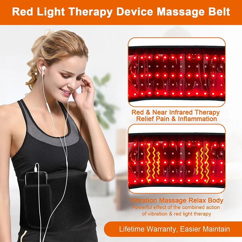 Heating Therapy Wrap Belt for Body Pain Relief Wearable 200pcs LED Large Waist Back Stomach Muscle Repair Healing 660nm&850nm