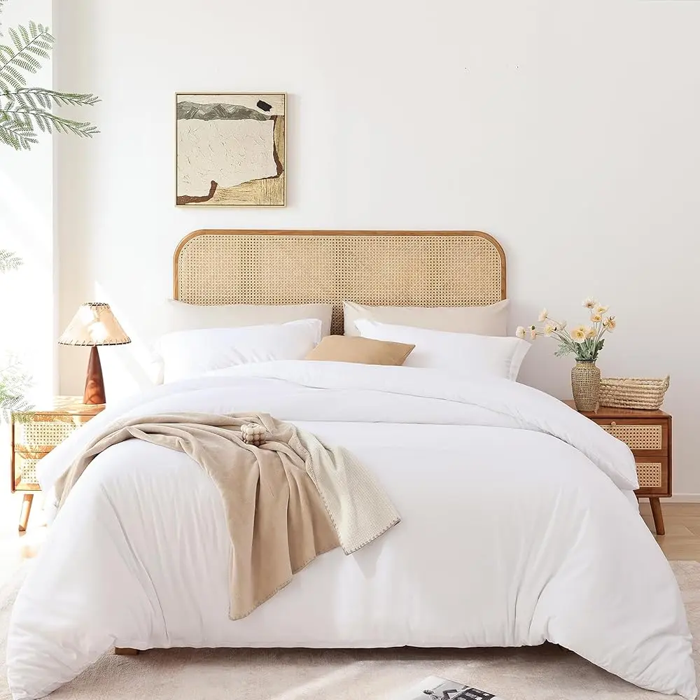 

Белый комплект постельного белья Queen Size - 3 предмета: роскошный мягкий охлаждающий пододеяльник на молнии и наволочки, дышащий, из ткани W.