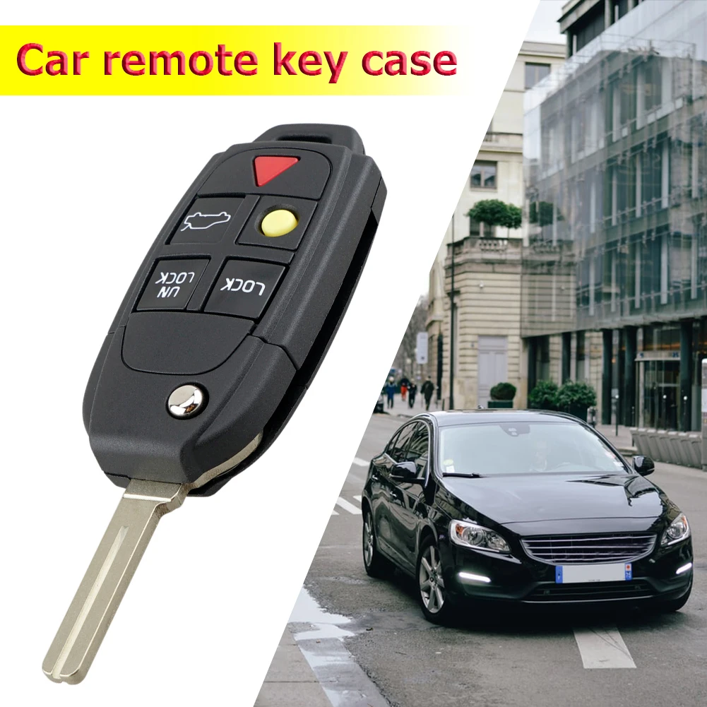 

Car Remote Key Shell 5 Buttons Flip Folding Key Fob Case Cover for Volvo S60