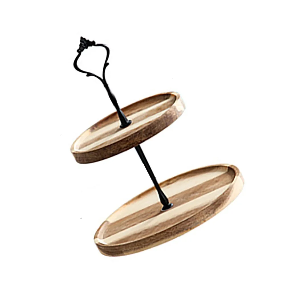 Solid Wood Serving Tray Detachable Multi Layer Frame Smooth Food Platter Stable Bracket Wood Grain Texture Storage Tray