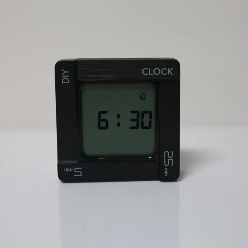 Portable Square Alarm Clock DIY Pomodoro Timer Four-sided Display Clock Ins